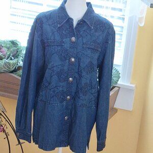 Saint Germain, women's medium embroidered denim shacket